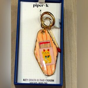 NIB Piper K Lucky Cat Key Chain Matchbox Charm